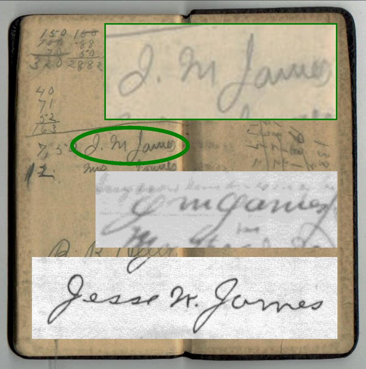 JM James Diary Signature Comparison
